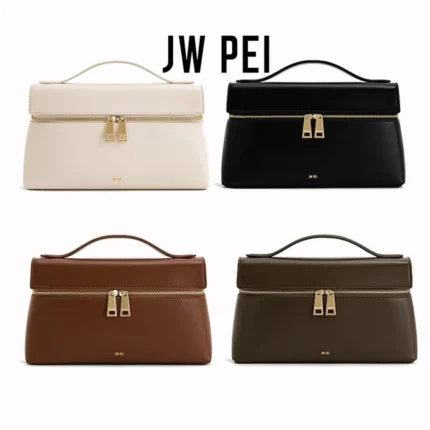 JW PEI Genuine Leather Women's Lunchbox Crossbody Shoulder Bag 2025 Spring Commuter Fashion Handbag Top Handle Purse Crossbody
